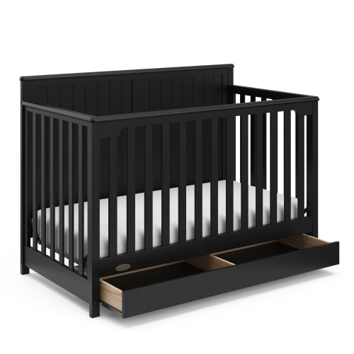 Graco Hadley 5-in-1 Convertible Baby Crib with Storage Drawer, Black
