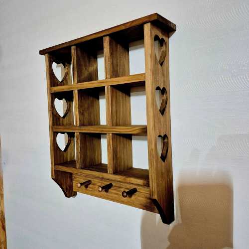 Trinket shelf, wooden heart shelf, heart shelf with pegs, wooden shadow box, Rustic heart shelf, trinket shelf with pegs, heart wall shelf