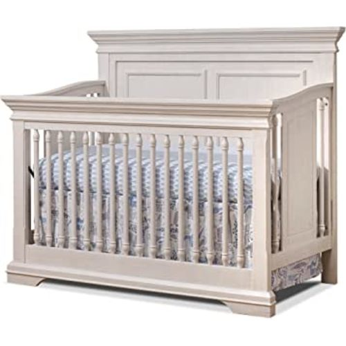 Portofino Crib,Classic 4-In-1 Convertible Crib,Brushed Ivory Crib Made of Wood,Non-Toxic Finish, Wooden Baby Bed,Toddler Bed,Child’s Daybed and Full-Size Bed-Ivory