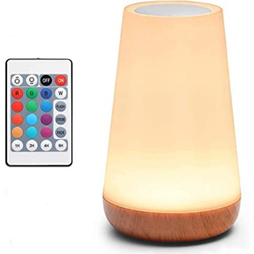 LED Table Lamp, LED Touch Night Light, USB Rechargeable, Remote Control Dimmable Light with Muti-Colour Modes, Timer, Portable Beside Lamp for Bedroom, Living Room, Camping, Kids, Baby