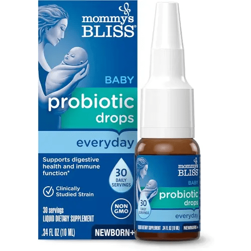 Mommy's Bliss Baby Probiotic Drops, Daily Gas, Constipation, and Colic Symptom Relief + Immune Support, Newborns & Up, 0.34 Fl Oz (30 Servings)