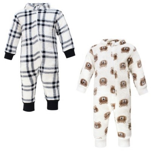 Hudson Baby Infant Boy Plush Jumpsuits, Bear, 9-12 Months
