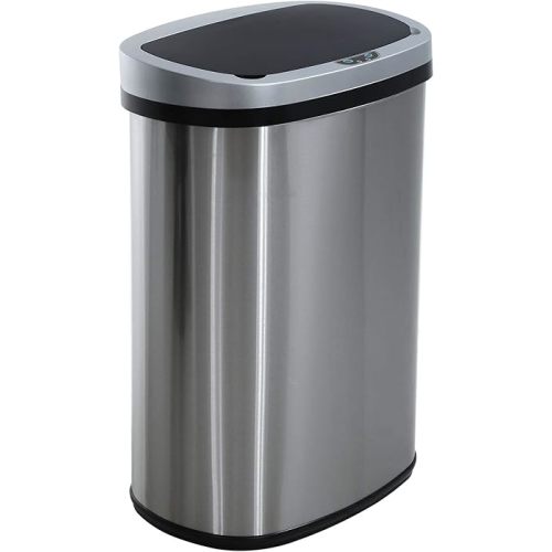 HCY Kitchen Trash Can 13 Gallon Automatic Metal Garbage Can Stainless Steel Waste Bin with Lid Smart for Kitchen,Office,Living Room,Bathroom(Silver)