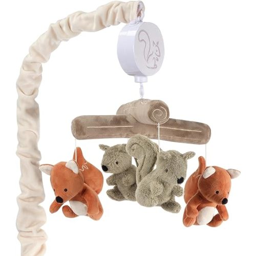 Lambs & Ivy Treetop Fox & Squirrel Woodland Musical Baby Crib Mobile Soother Toy