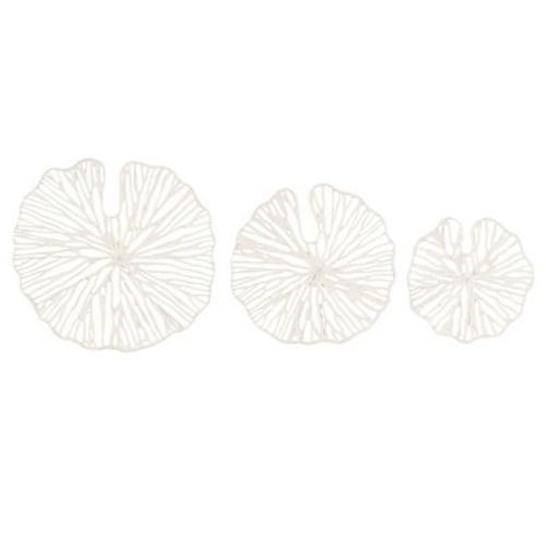 Storied Home Set of 3 Sizes Handmade Coral Shaped Paper and Metal Decorative Wall Art : Modern Abstract Embossed Artwork, All Ages