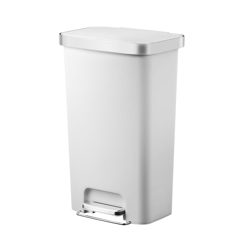 Better Homes & Gardens 11.9 Gallon Kitchen Trash Can, Plastic Step-On Kitchen Trash Can, White