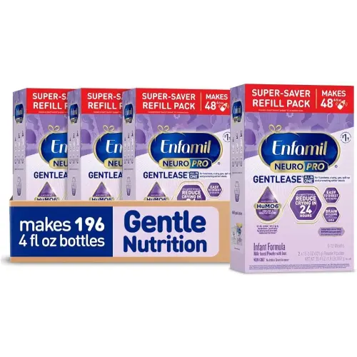 Enfamil NeuroPro Gentlease Baby Formula, Brain Building DHA, HuMO6 Immune Blend, Designed to Reduce Fussiness, Crying, Gas & Spit-up in 24 Hrs, has Prebiotics to Promote Softer Stools, Baby Milk, 30.4 Oz (Pack of 4)