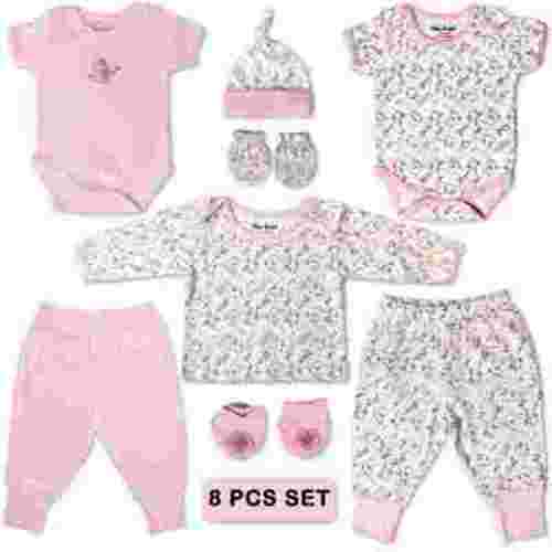 Baby Bright Newborn Essentials Must Have Clothes for Baby Girl, Outfit Gifts for Infant, Baby Shower Gift, 8-Pieces, Size 0-3 Months