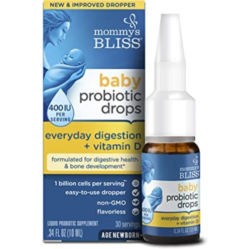 Amazon.com: Mommy's Bliss Baby Probiotic Drops + Vitamin D, Supports Digestive Health and Immunity, 400IU Vitamin D for Healthy Bone Development, Newborns +, Flavorless, 0.34 Fl Oz (30 Servings) : Health & Household