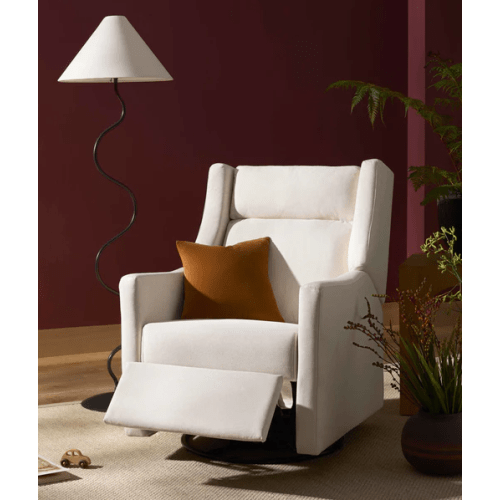 Kiwi Plus Electric Recliner & Glider w/ Adjustable Headrest - Cream Eco-Weave – Babyletto