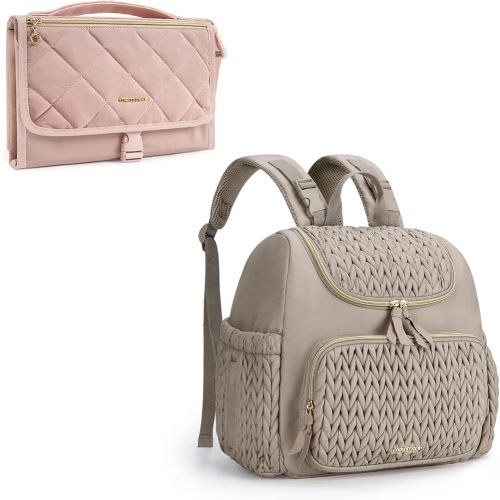 Well organized & Enough capacity- Compact size: 15"L × 12"W × 5.9"H, with 10 pockets in total for baby stuff, including 2 side pockets for tissue and bottle, a back pocket, an internal mesh pocket and