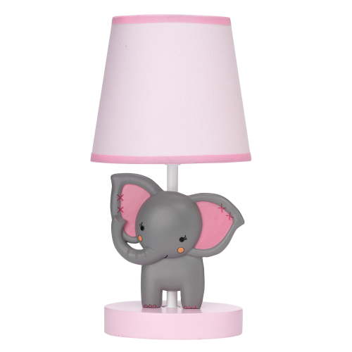 Bedtime Originals Twinkle Toes Lamp with Shade & Bulb - Pink, Gray, Animals