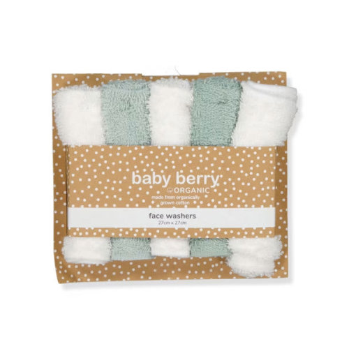 Medium Green Baby 5 Pack Face Washer Set | Best&Less™ Online