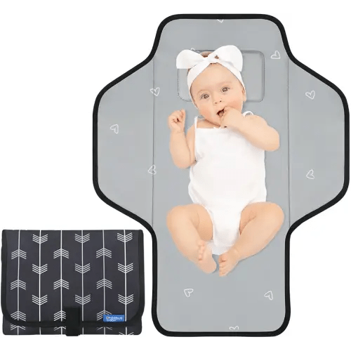 Baby Portable Changing Pad Travel - Waterproof Compact Diaper Changing Mat with Built-in Pillow - Lightweight & Foldable Changing Station, Newborn Shower Gifts