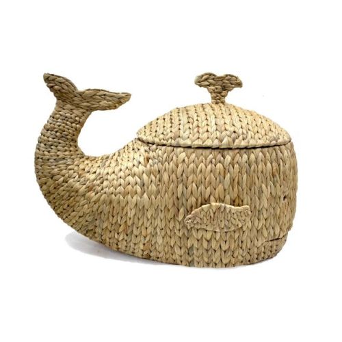 28" x 15" Natural Whale Water Hyacinth Woven Basket by Place & Time