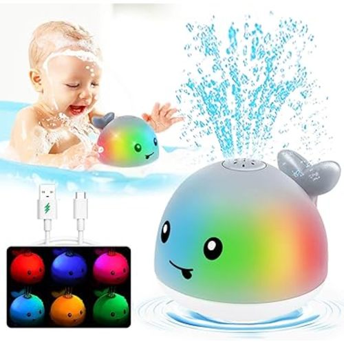 Bath Toys for Kids Ages 1-3 - Light Up Whale Bath Toy Sprinkler Baby Toys 6-12 12-18 Months Bathtub Fountain Whale Water Spray Toy Todder Toys Ages 0-2 2-4 Birthday Gifts for 1 2 3 4 5 Boys Girls