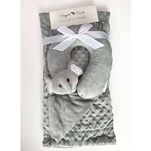 Huggable Friend Baby Blanket w/Travel Pillow (Elephant Gray)