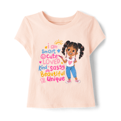 Baby And Toddler Girls Positive Words Graphic Tee - Orange
