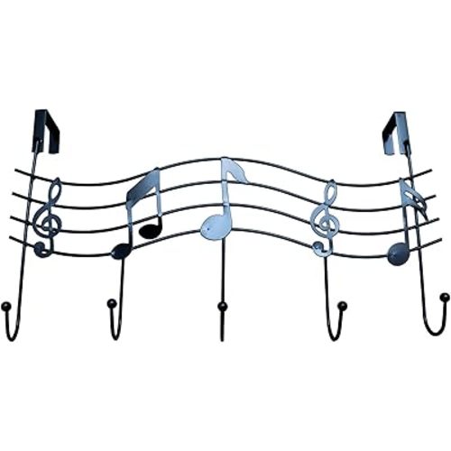Door 5 Hook Rack Decorative Hanger for Hanging Clothes Coat Hat Belt Black