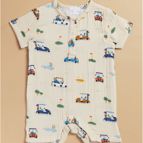 Cutie Golf Cart Romper in Oatmeal | Tullabee