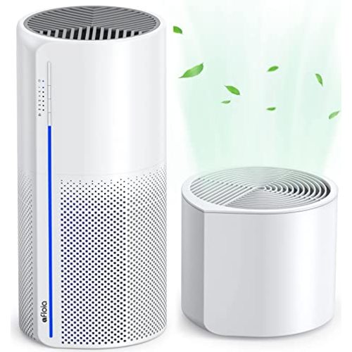 Afloia 2 in 1 Air Purifier with Humidifier, 3 Stage Filters for Home Allergies Pets Hair Smoker Odors, Evaporative Humidifier, Auto Shut Off, Quiet Air Cleaner with Seven Color Light,MIROPRO