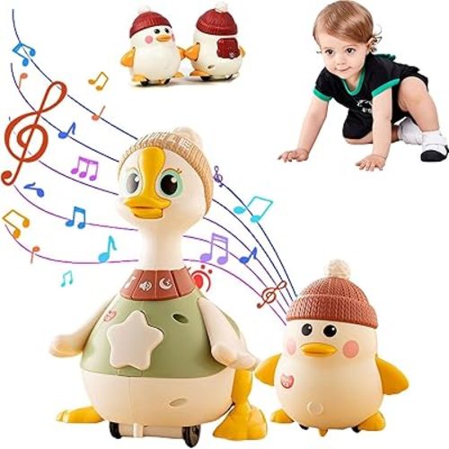 Tummy Time Duck Family Toy, Walking Duck with Baby Ducks, Duck Family Musical Toy, 3 Pack Swinging Ducks Tummy Time Toys, Light Up Crawling Toys, Duck Tummy Time Toy, Baby Duck Toys (ASet)