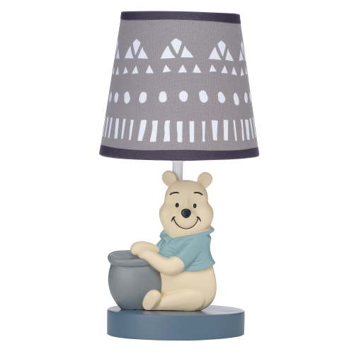 Lambs & Ivy Disney Baby Forever Pooh Gray Nursery Lamp for Kids Room with Shade & Bulb