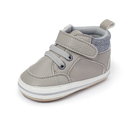SOFMUO Baby Boys Girls High Top Ankle PU Leather Sneakers Soft Rubber Sole Infant Moccasins Newborn Oxford Loafers Anti-Slip Toddler Wedding Uniform Dress Shoes