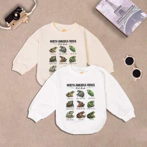 North America Frogs Baby Romper, Amphibian Field Guide Baby Bodysuit, Future Herpetologist Baby Bodysuit, Newborn Outfit, Baby Shower Gift