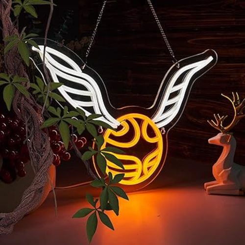 Anime neon sign Snitch neon sign for wall decor Kids room Bedroom Teens room Game room decor (White + Yellow)