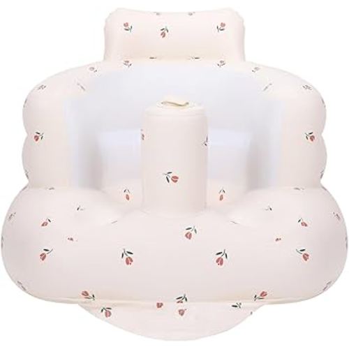 Inflatable Baby Chair, Inflatable Baby Seat for Babies 3 Months and Up, Summer Blow Up Chair with Built in Air Pump, Infant Floor Seats for Learning to Sit, Palying, Camping, Tulip