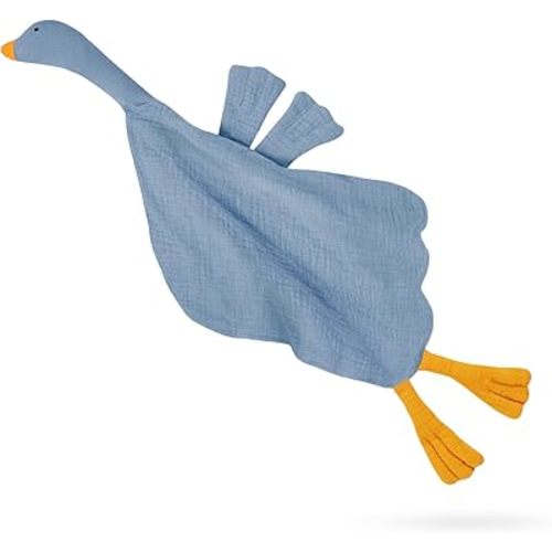 Baby Toys Lovey Blanket Soft Goose Toys for Newborn Essentials 0-6 Months, Sensory Stuffed Animal Security Blanket for Boys and Girls (Goose-Costume Blue)