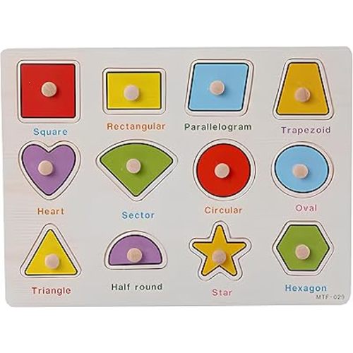 Shapes Puzzle Wooden for Toddlers 3+ Years Old - Montessori Educational Shape Toy with Sorting Board & Colorful Blocks - Preschool Learning Toy for Boys & Girls - Color & Shape Recognition
