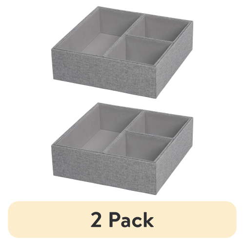 (2 pack) Better Homes & Gardens 4-Piece Hard-Sided Drawer Adult Organizer, Gray