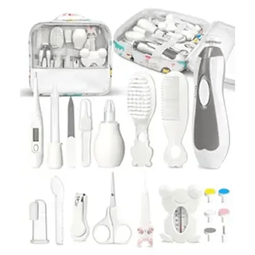 Baby Healthcare and Grooming Kit, Electric Safety Nail Trimmer Baby Nursery Kit, Newborn Care Kits with Hair Brush Comb for Newborn Infant Toddlers Baby Boys Girls Kids, Baby Shower Gifts (White)