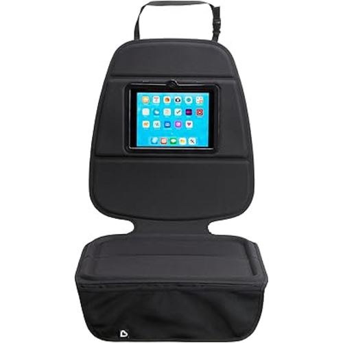 Munchkin Car Seat Cover with Tablet Holder for Under Baby Car Seats and Toddler Booster Seats, Elite Seat Guardian Protector, Rear and Forward Facing, Dark Grey