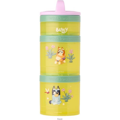 Whiskware Bluey Stackable Snack Containers for Kids and Toddlers, 3 Stackable Snack Cups for School and Travel, Bluey and Bingo, So Relaxing!