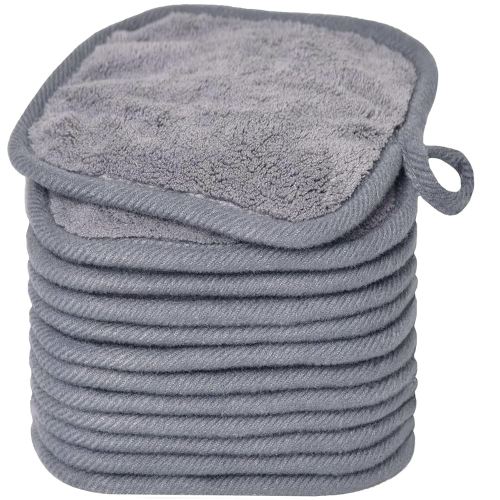 Makeup Remover Cloths for Face, Eye, Lips - Reusable Makeup Remover Pads Soft Microfiber Facial Cleansing Cloths 5 x 5inch 12 Pack (Gray)