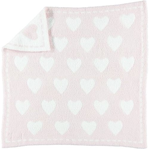 Barefoot Dreams Cozychic Dream Receiving Blanket - Pink / White / Hearts