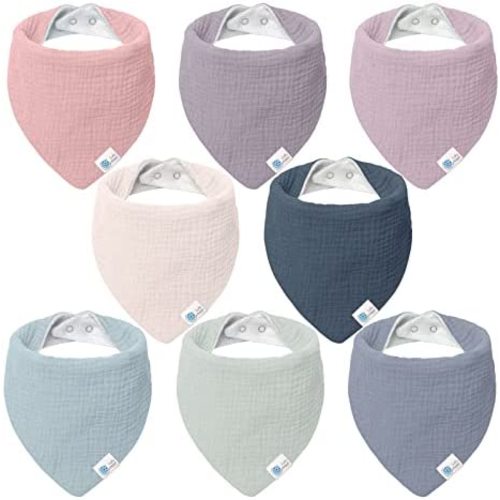 lulumoon Muslin Baby Bibs 100% Cotton Baby Bandana Drool Bibs for Teething and Drooling