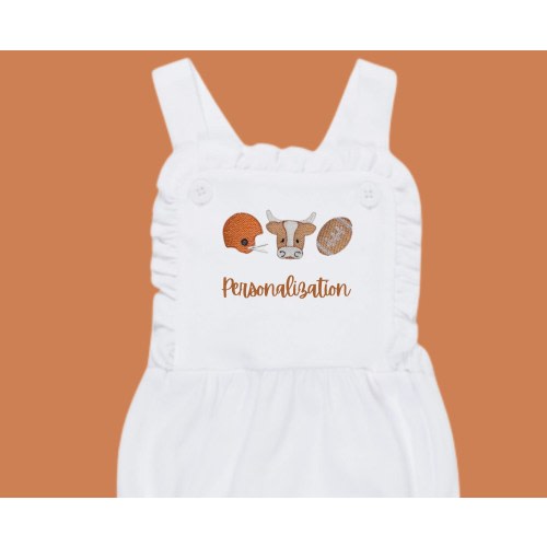 Longhorn Embroidered Baby Sunsuit - Texas Sun Bubble Suit- Cute Longhorn Outfit for Girls | Personalized (Size Option 2)