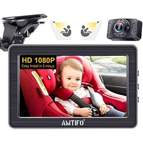 Baby Car Camera HD 1080P Baby Car Mirror Kit Clear Night Vision Rear Facing Seat Infant Monitor Safety System AMTIFO A3
