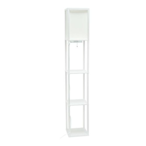Floor Lamp Etagere With Linen Shade & Usb Ports - Simple Designs: Metal, Mdf Storage Display