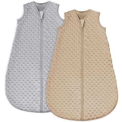 Yoofoss Fleece Baby Sleep Sack 6-12 Months with Plush Dots, TOG 1.5 Baby Wearable Blanket with 2-Way Zipper, Cotton Toddler Sleep Sack Fleece