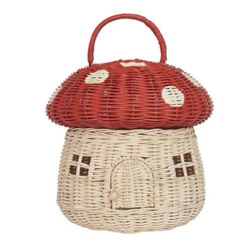 Rattan Weaving Rattan Handcrafted Storage Basket, Mushroom-Shaped Decoration Basket