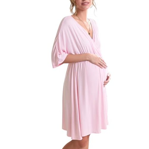 Ekouaer 3 in 1 Labor/Delivery/Hospital Gown Maternity Dress Nursing Nightgown Sleepwear for Breastfeeding