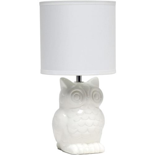 Simple Designs LT1136-OFF 12.8" Tall Contemporary Ceramic Owl Bedside Table Desk Lamp w Matching Fabric Shade for Home Decor,Bedroom, Nightstand, Living Room, Entryway, Kids' Room, Nursery, Off White
