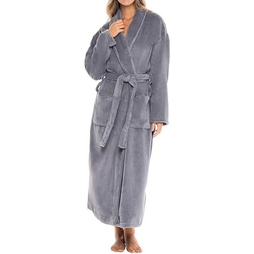 Alexander Del Rossa Plush Robe for Women, Long Fleece Winter Bath Robe, Plus Size