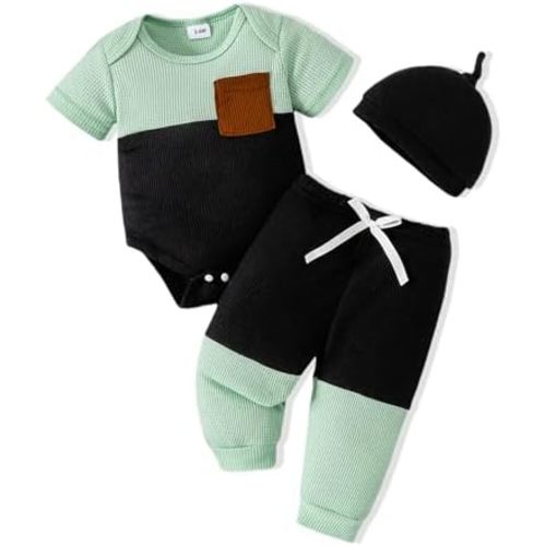 NZRVAWS Newborn Baby Boy Clothes Outfits Letter Prined Romper Pants Set Infant Baby Boy Clothing 0 3 6 9 12 18 Months
