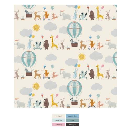 Print Footie with 2 Way Zipper in Natural Animal Parade
